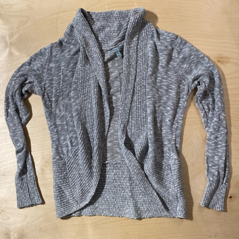 Olivia Sky Gray Cardigan Sweater Lightweight Knit XL (NI)